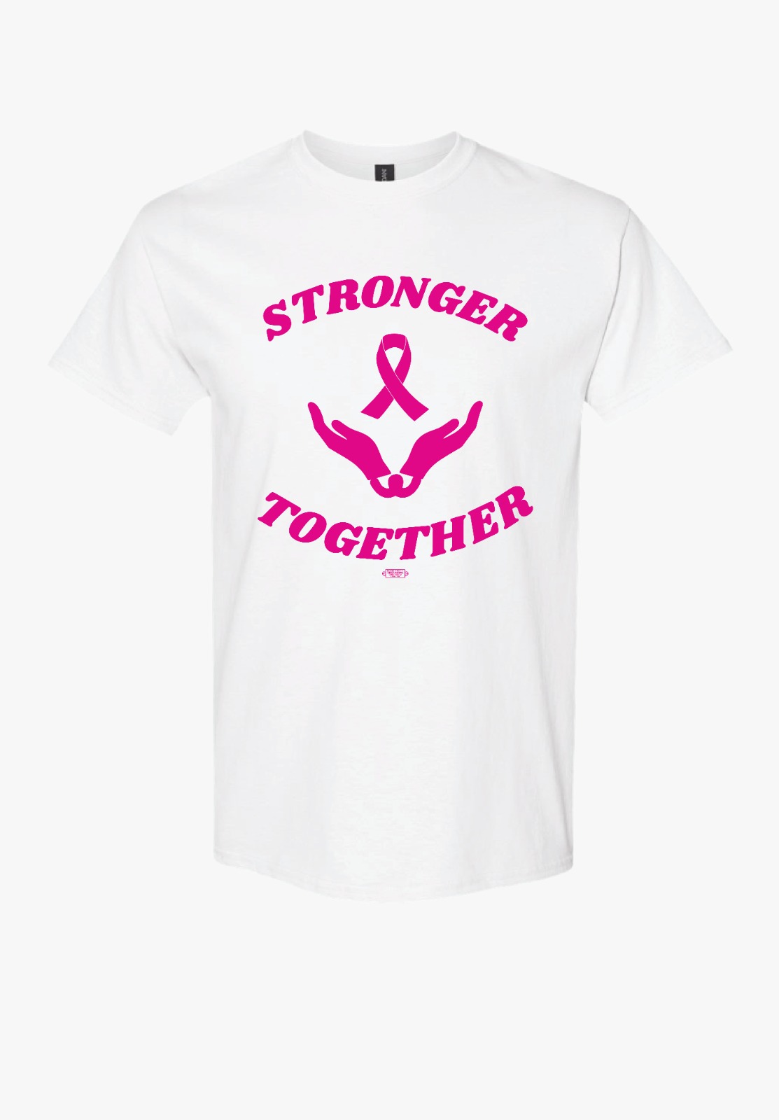 Stronger Together breast cancer awareness t-shirt in white, $20
